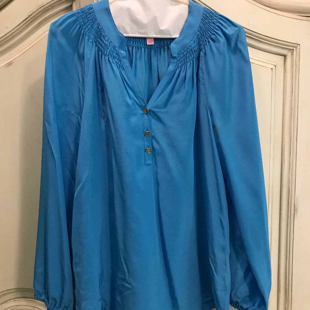 Lilly Pulitzer light blue silk top size XS